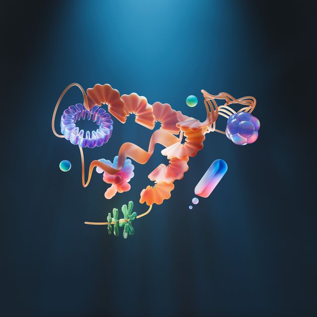 An abstract protein structure, representing reproductive genetics and carrier status
